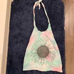 Tie Dye Sunflower Halter Top
